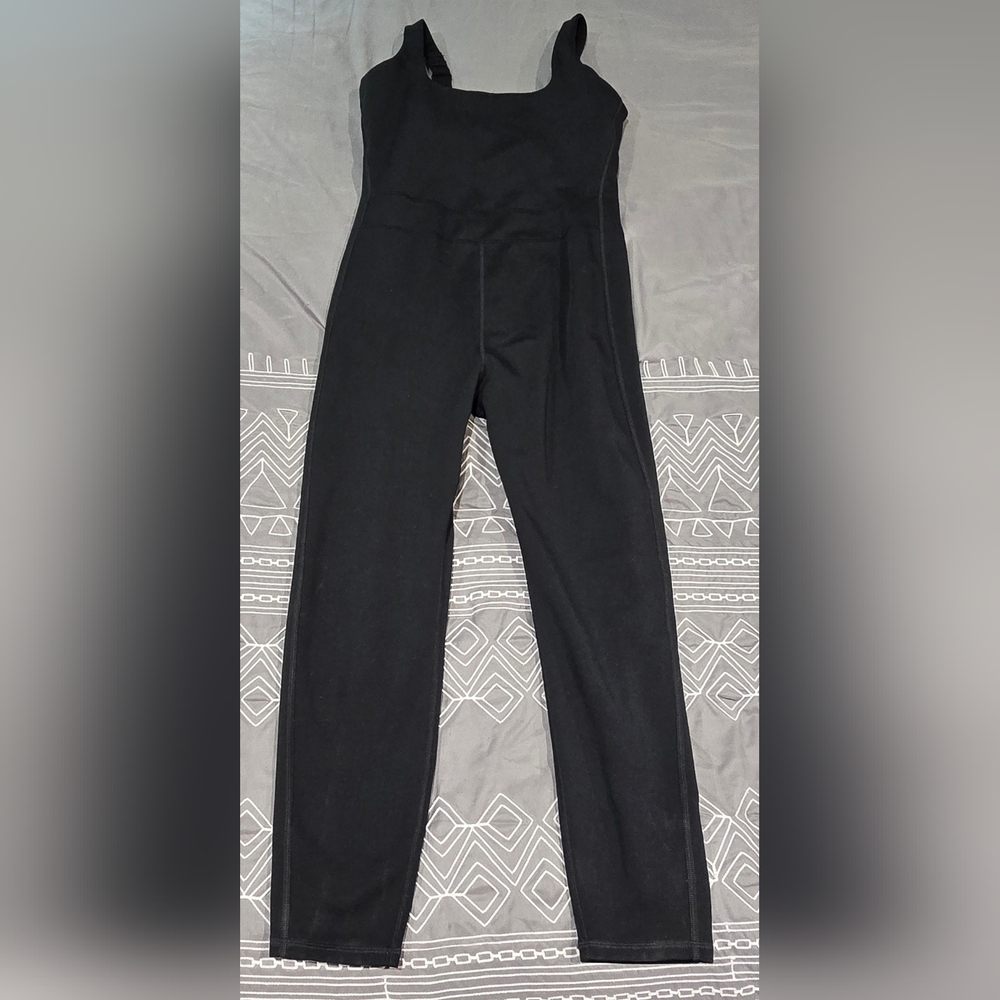 Girlfriend Collective Black Luxe Paneled Unitard Size Large